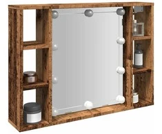 Veidrodinė spintelė su LED apšvietimu, 76x15x55cm, mediena