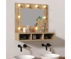 Veidrodinė spintelė su LED apšvietimu, ąžuolo, 60x31,5x62cm