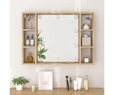 Veidrodinė spintelė su LED apšvietimu, ąžuolo, 76x15x55cm