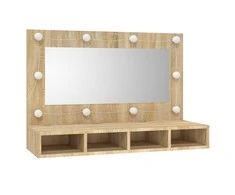 Veidrodinė spintelė su LED apšvietimu, ąžuolo, 90x31,5x62cm