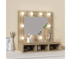 Veidrodinė spintelė su LED apšvietimu, ąžuolo, 60x31,5x62cm
