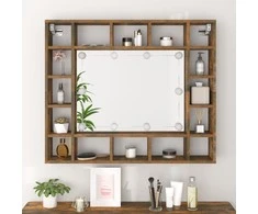 Veidrodinė spintelė su LED apšvietimu, ąžuolo, 91x15x76,5cm