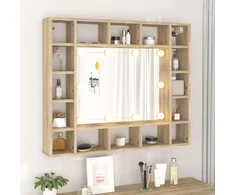Veidrodinė spintelė su LED apšvietimu, ąžuolo, 91x15x76,5cm