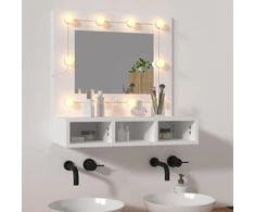 Veidrodinė spintelė su LED apšvietimu, balta, 60x31,5x62cm