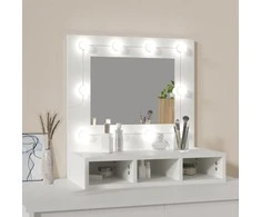 Veidrodinė spintelė su LED apšvietimu, balta, 60x31,5x62cm