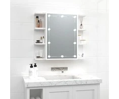 Veidrodinė spintelė su LED apšvietimu, balta, 70x16,5x60cm