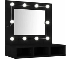 Veidrodinė spintelė su LED apšvietimu, juoda, 60x31,5x62cm