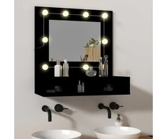 Veidrodinė spintelė su LED apšvietimu, juoda, 60x31,5x62cm