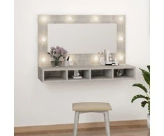 Veidrodinė spintelė su LED apšvietimu, pilka, 90x31,5x62cm