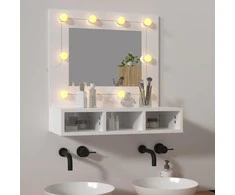 Veidrodinė spintelė su LED, balta, 60x31,5x62cm, blizgi