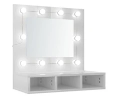 Veidrodinė spintelė su LED, balta, 60x31,5x62cm, blizgi