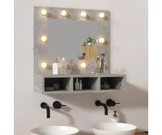 Veidrodinė spintelė su LED, betono pilka, 60x31,5x62cm
