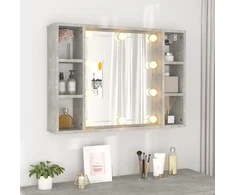 Veidrodinė spintelė su LED, betono pilka, 76x15x55cm