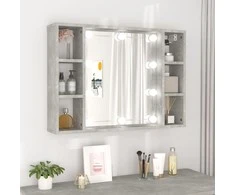 Veidrodinė spintelė su LED, betono pilka, 76x15x55cm