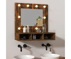 Veidrodinė spintelė su LED, dūminio ąžuolo, 60x31,5x62cm