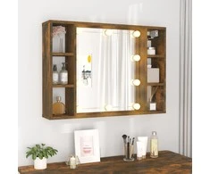 Veidrodinė spintelė su LED, dūminio ąžuolo, 76x15x55cm
