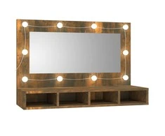 Veidrodinė spintelė su LED, dūminio ąžuolo, 90x31,5x62cm
