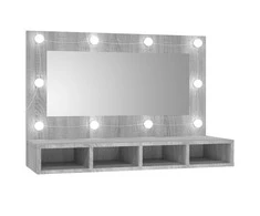 Veidrodinė spintelė su LED, pilka ąžuolo, 90x31,5x62 cm
