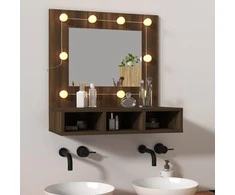 Veidrodinė spintelė su LED, ruda ąžuolo, 60x31,5x62cm