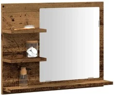 Veidrodinė vonios kambario spintelė, medienos, 60x10,5x45cm