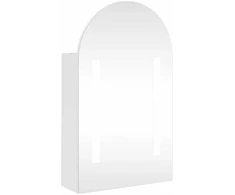Veidrodinė vonios kambario spintelė su LED, balta, 42x13x70cm