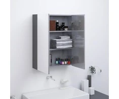 Veidrodinė vonios spintelė, pilka, 60x15x75cm, MDF, blizgi
