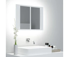 Veidrodinė vonios spintelė su LED, balta, 60x12x45cm, akrilas