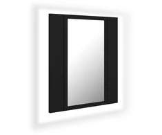 Veidrodinė vonios spintelė su LED, juoda, 40x12x45cm, akrilas