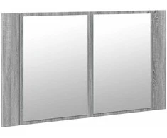Veidrodinė vonios spintelė su LED, pilka, 80x12x45cm, akrilas