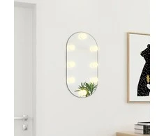 Veidrodis su LED lemputėmis, 60x30cm, stiklas, ovalo formos