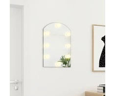 Veidrodis su LED lemputėmis, 60x40cm, stiklas, arkos formos