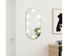 Veidrodis su LED lemputėmis, 80x40cm, stiklas, ovalo formos