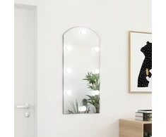 Veidrodis su LED lemputėmis, 90x45cm, stiklas, arkos formos