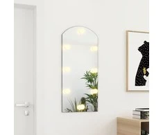 Veidrodis su LED lemputėmis, 90x45cm, stiklas, arkos formos