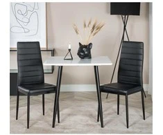 Venture Home Valgomojo kėdės Slim, 2vnt., juodos, odos imitacijos