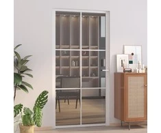 Vidaus durys, baltos, 102,5x201,5cm, ESG stiklas ir aliuminis