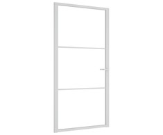 Vidaus durys, baltos, 102,5x201,5cm, ESG stiklas ir aliuminis