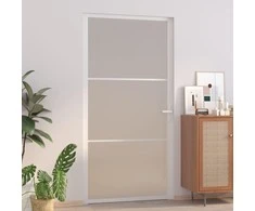 Vidaus durys, baltos, 102,5x201,5cm, matinis stiklas/aliuminis