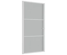 Vidaus durys, baltos, 102,5x201,5cm, matinis stiklas/aliuminis