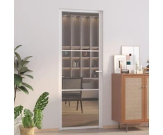 Vidaus durys, baltos, 76x201,5cm, ESG stiklas ir aliuminis