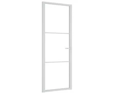Vidaus durys, baltos, 76x201,5cm, ESG stiklas ir aliuminis