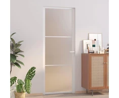 Vidaus durys, baltos, 76x201,5cm, matinis stiklas ir aliuminis