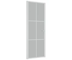 Vidaus durys, baltos, 76x201,5cm, matinis stiklas ir aliuminis