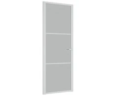 Vidaus durys, baltos, 76x201,5cm, matinis stiklas ir aliuminis