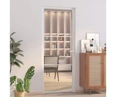 Vidaus durys, baltos, 83x201,5cm, ESG stiklas ir aliuminis