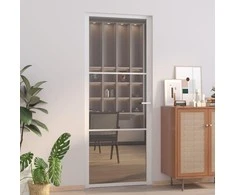 Vidaus durys, baltos, 83x201,5cm, ESG stiklas ir aliuminis