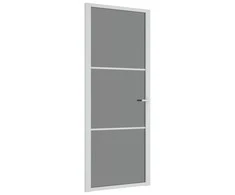 Vidaus durys, baltos, 83x201,5cm, ESG stiklas ir aliuminis