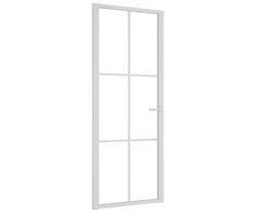 Vidaus durys, baltos, 83x201,5cm, ESG stiklas ir aliuminis