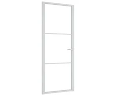 Vidaus durys, baltos, 83x201,5cm, ESG stiklas ir aliuminis