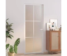 Vidaus durys, baltos, 83x201,5cm, matinis stiklas ir aliuminis